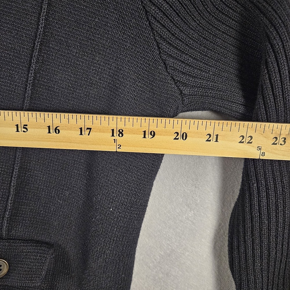 Lands‎ End Cardigan Blazer Ribbed Knit Button Front Black Medium Petite - Picture 9 of 13